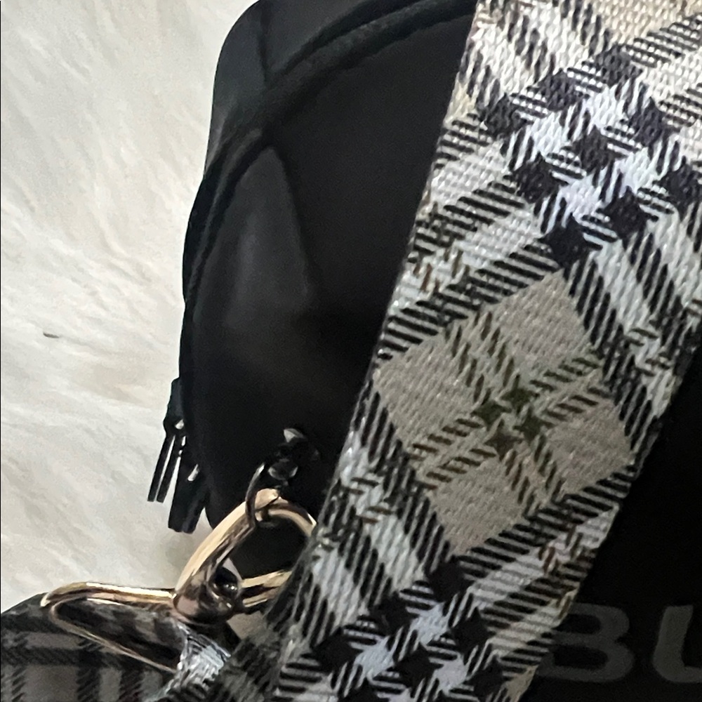 Burberry Black Crossbody Bag with Checkered Strap - Picture 3 of 9